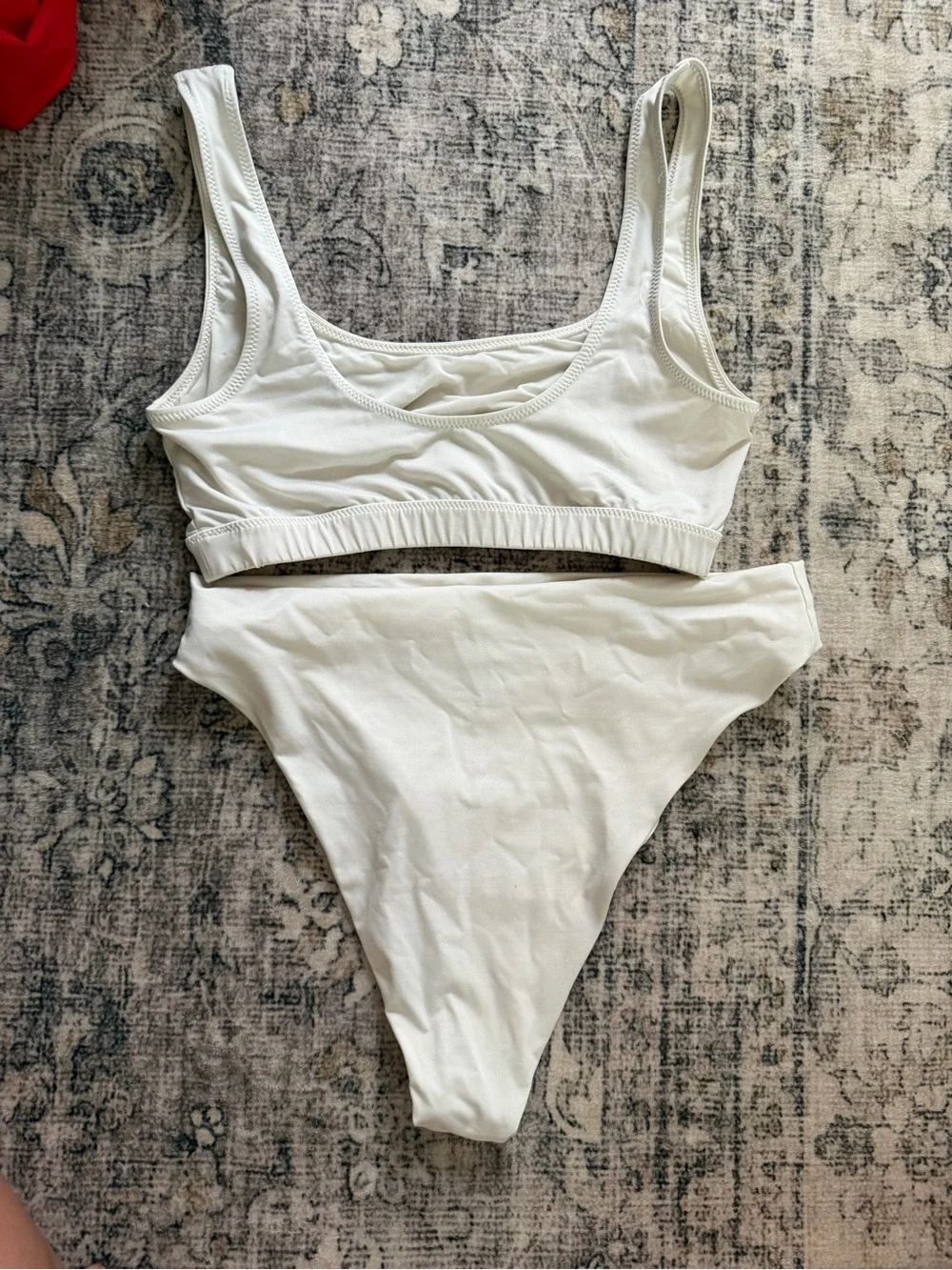 SKIMS Marble Scoop Neck Bikini Top and High-Cut Bottoms
